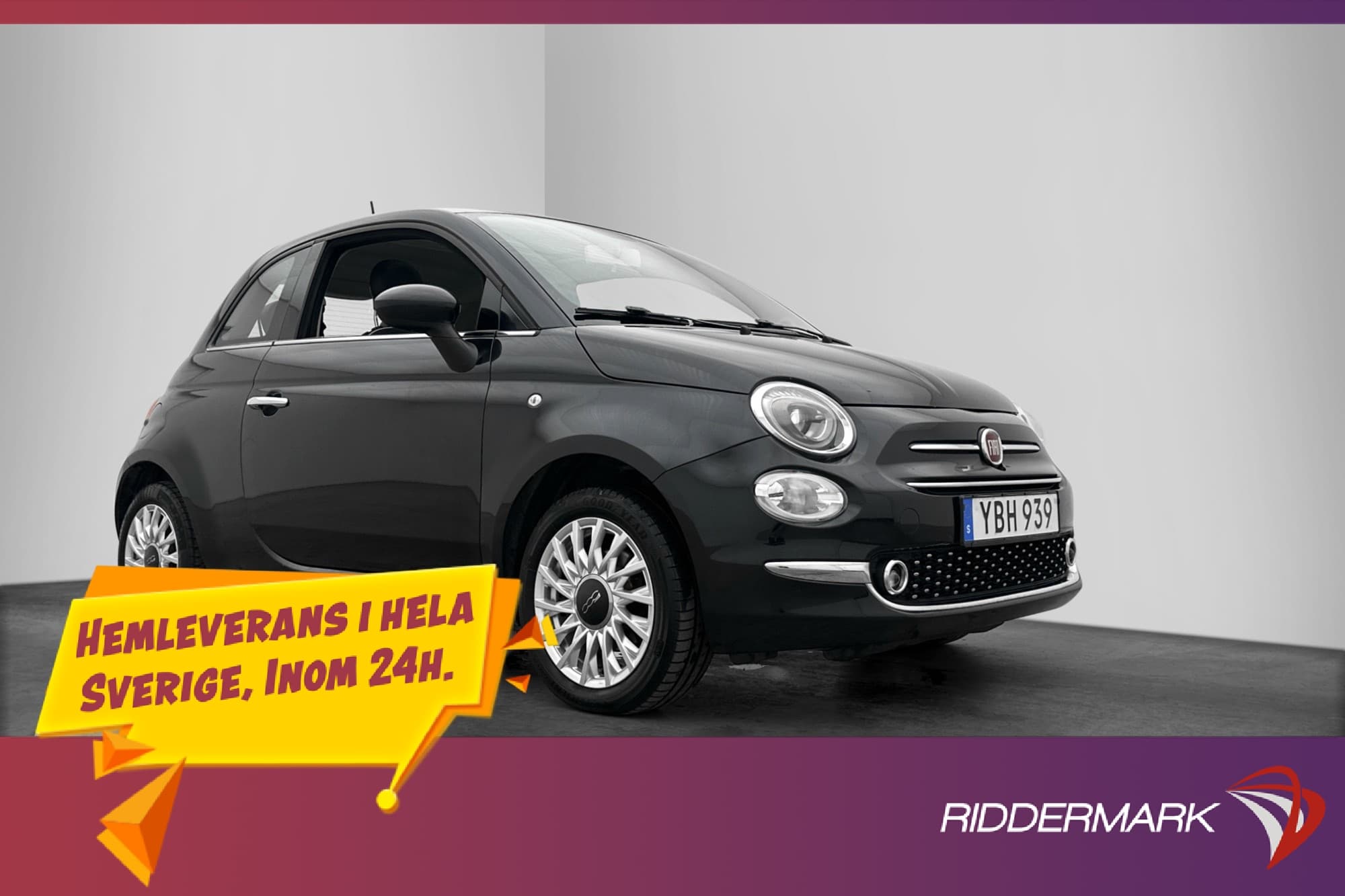 Fiat 500 1.2 8V 69hk Lounge Panorama 448kr skatt 0,49L/mil