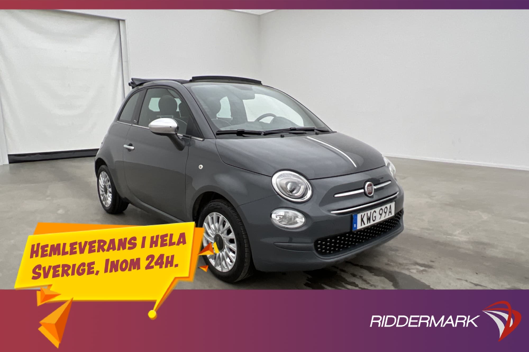 Fiat 500C 8V 69hk Lounge Nedfällbar-Tak Sensorer Bluetooth