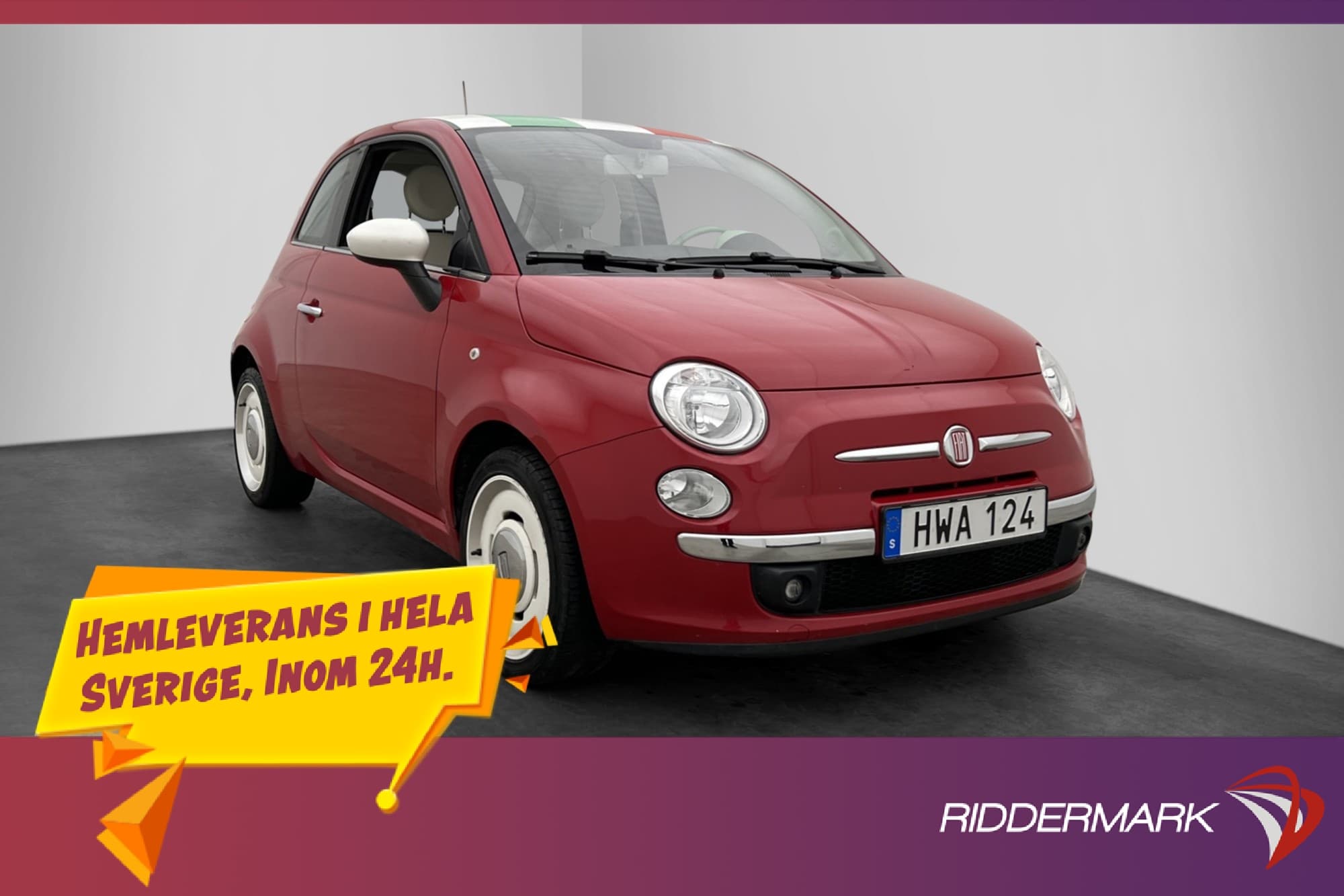 Fiat 500 1.2 8V 69hk Lounge Skinnklädsel Bluetooth Låg-Skatt