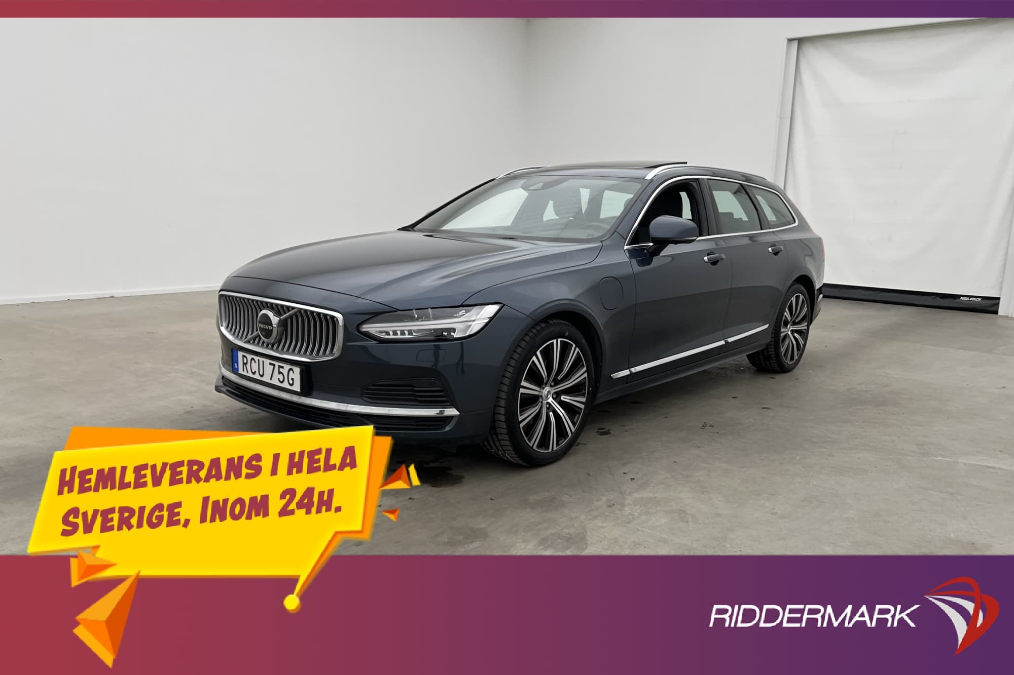 Volvo V90 Recharge T6 AWD  B&W Pano 360° P-Värm VoC HuD Luft