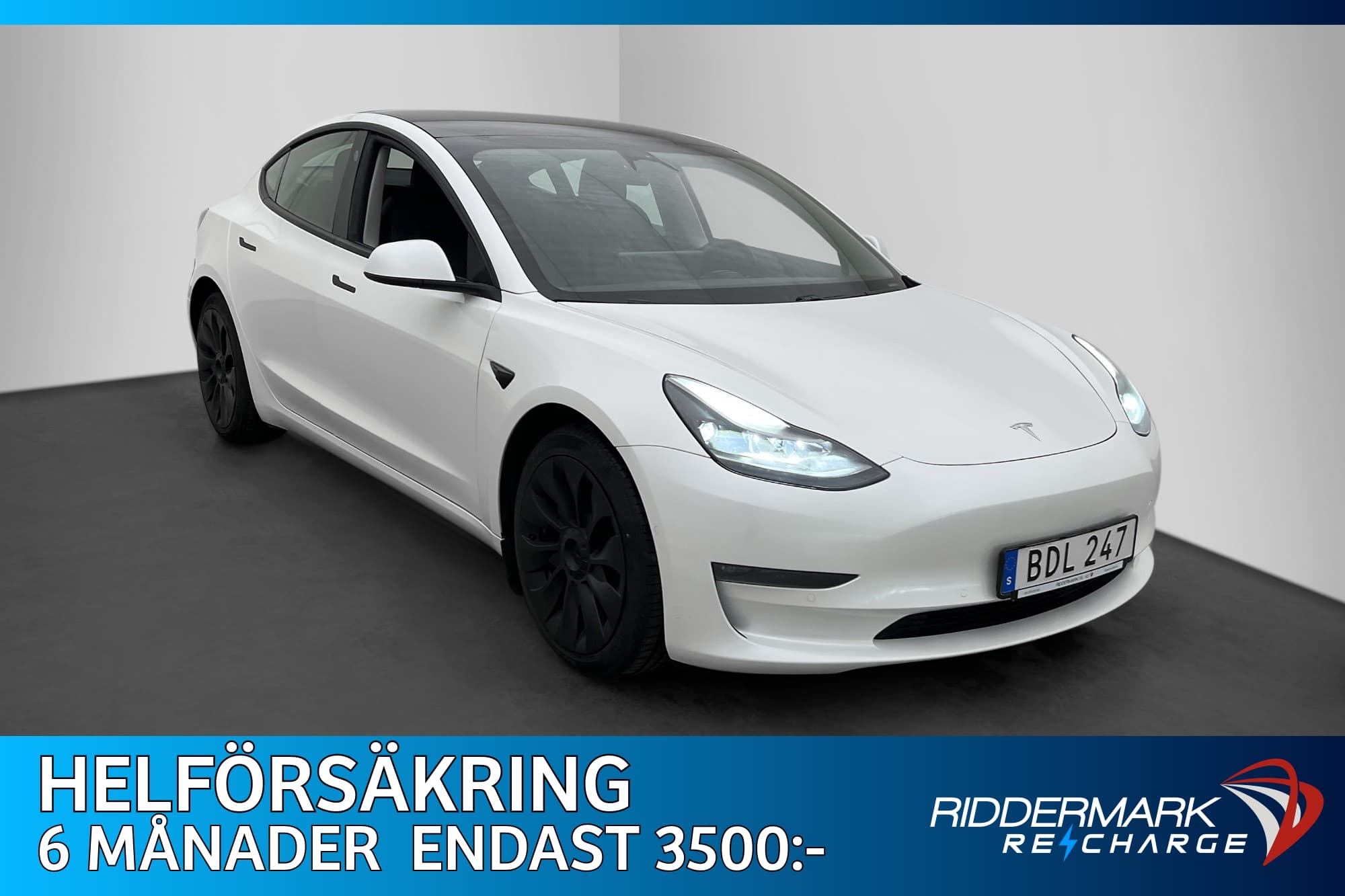 Tesla Model 3 Long Range AWD 440hk Autopilot Rattvärme