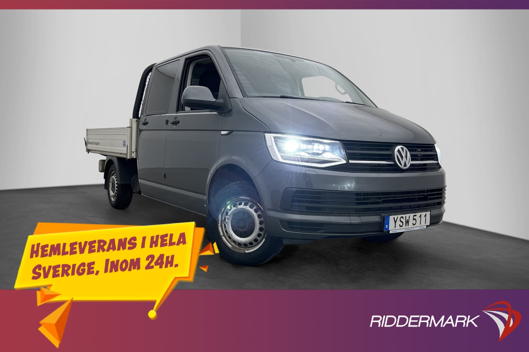 Volkswagen Transporter FLAK Dubbelhytt Värm Drag 5-Sits MOMS