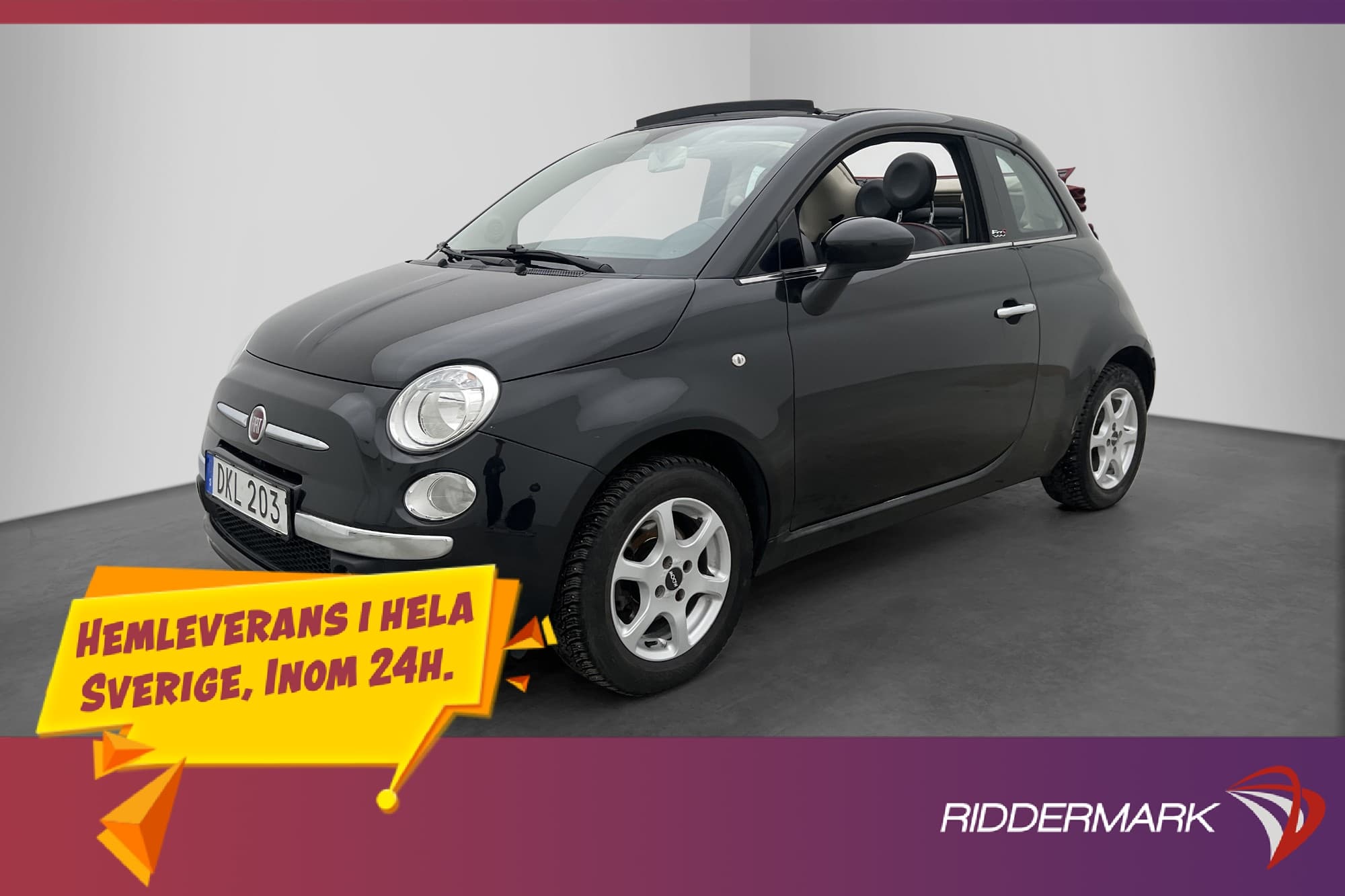 Fiat 500C 1.2 8V 69hk Lounge En-Brukare P-Sensorer Halvskinn