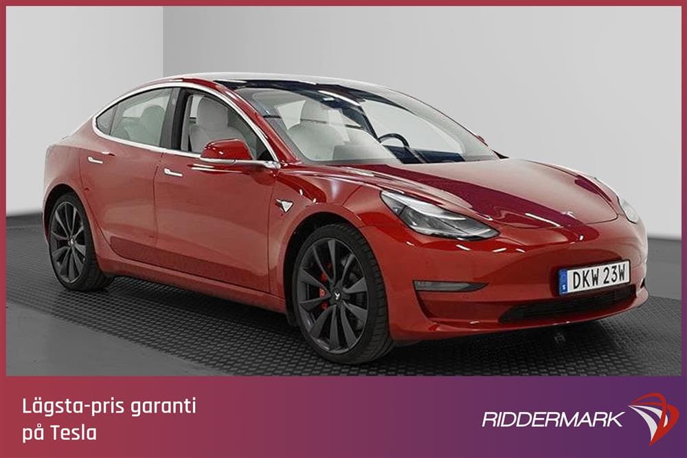 Tesla Model 3 Performance AWD 510hk Ljus interiör Svensksåldexteriör