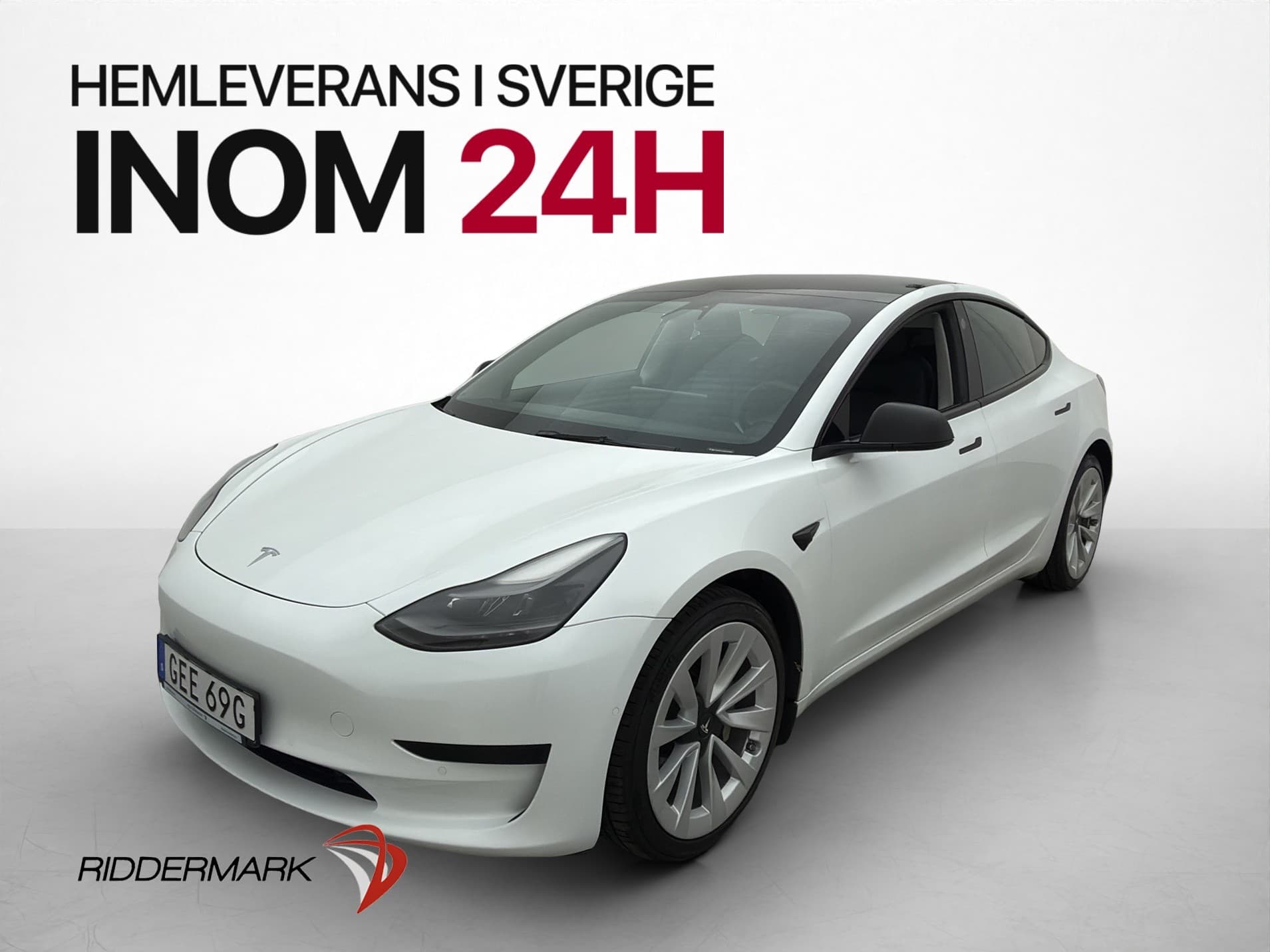 Tesla Model 3 Standard Range 325hk Kamera Pano Svensksåld