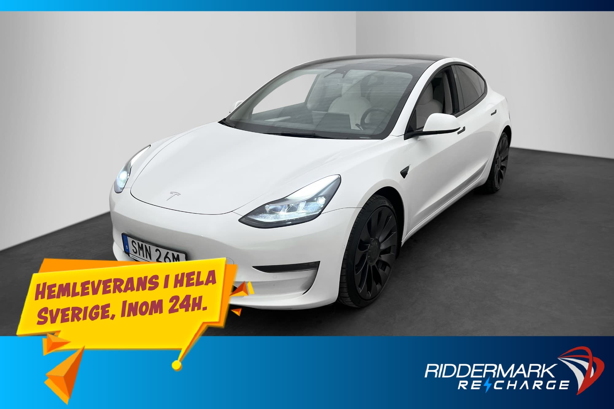 Tesla Model 3 Performance Autopilot Svensksåld Ljus-interiör