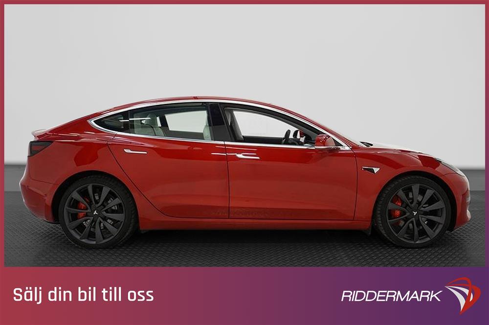 Tesla Model 3 Performance AWD 510hk Ljus interiör Svensksåldexteriör