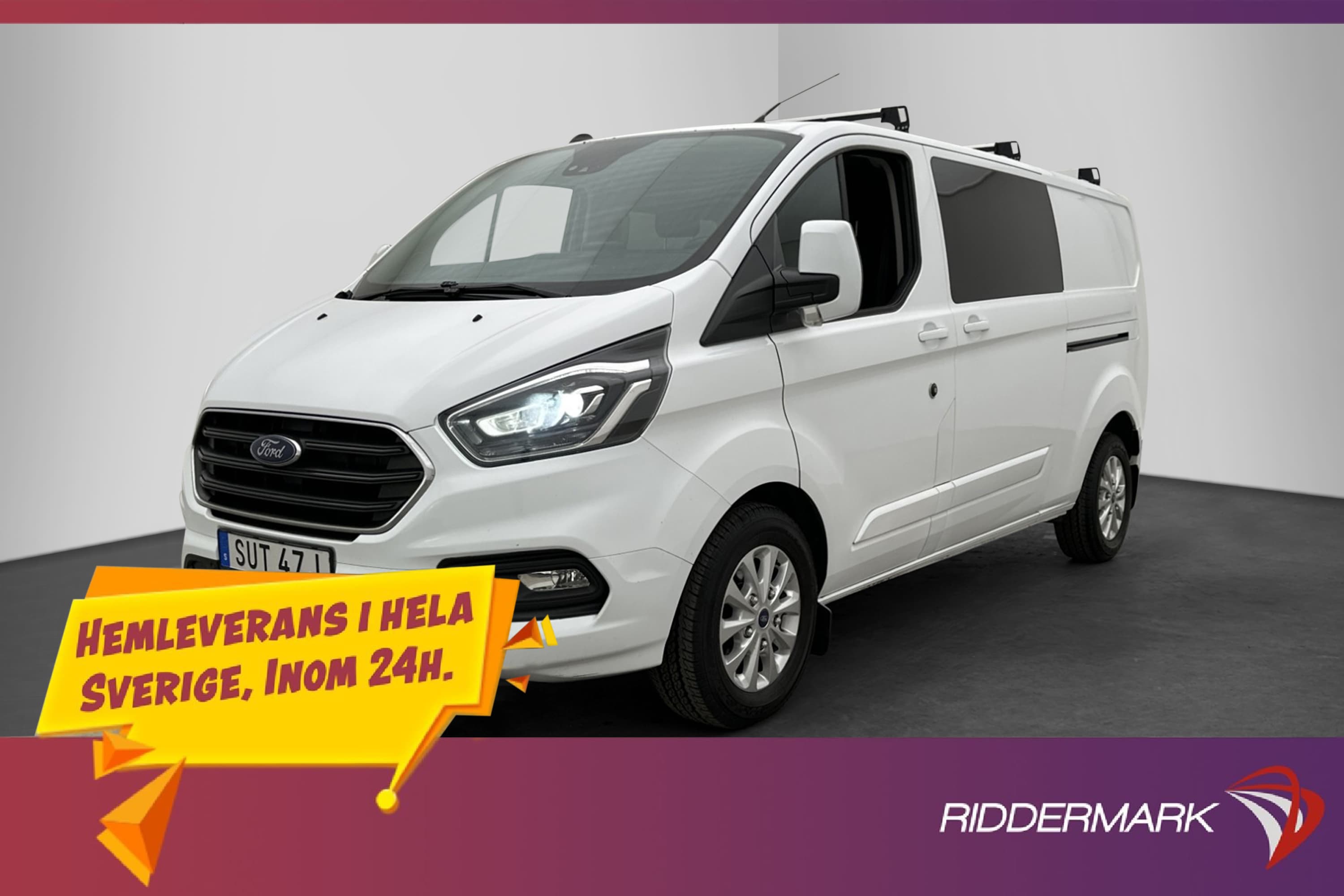 Ford Transit Custom Crew Van L2 170hk Värm Drag CARPLAY Moms