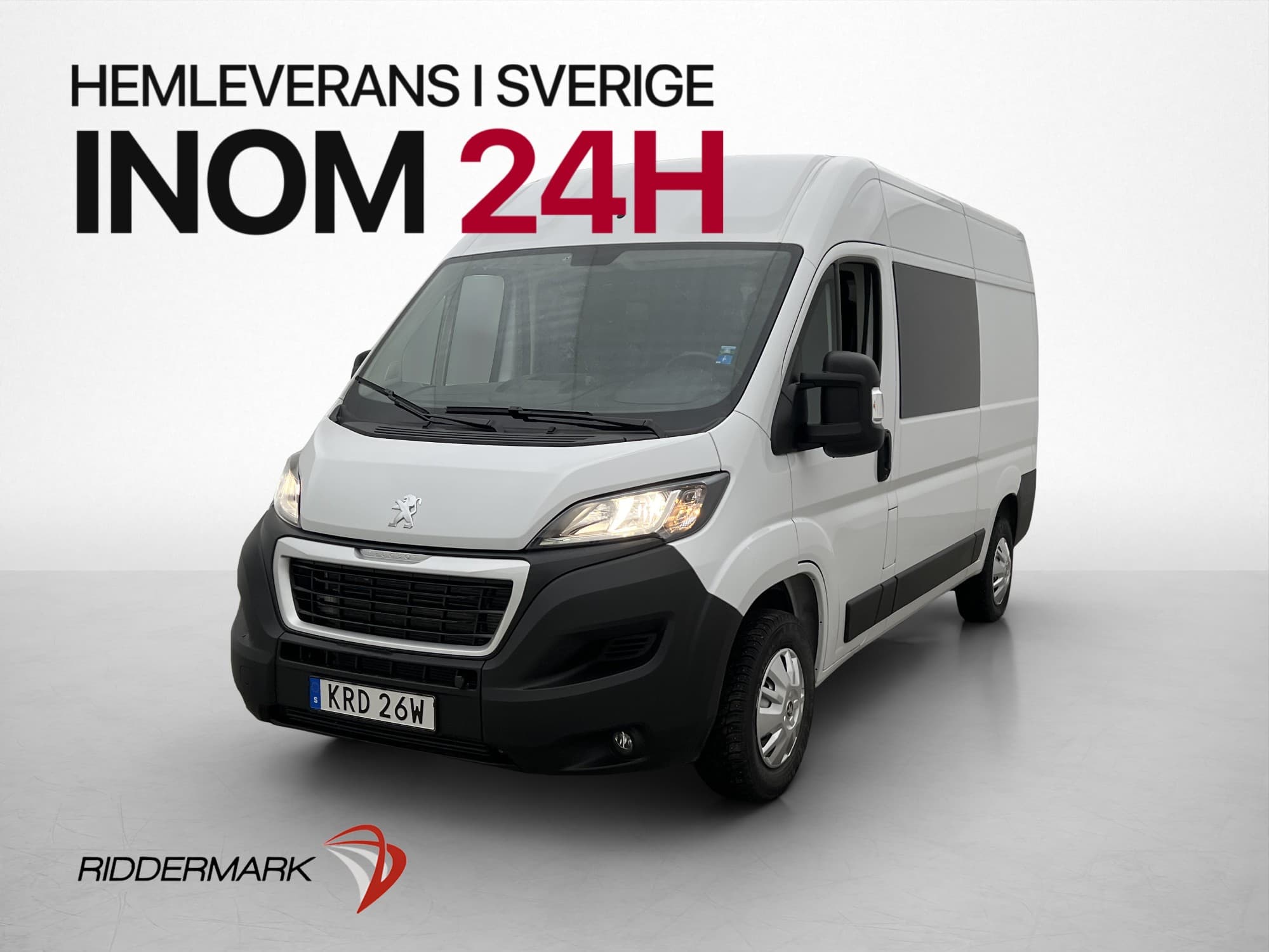 Peugeot Boxer L2H2 CrewVan 165hk Värm Drag Kamera 6-Sit MOMS