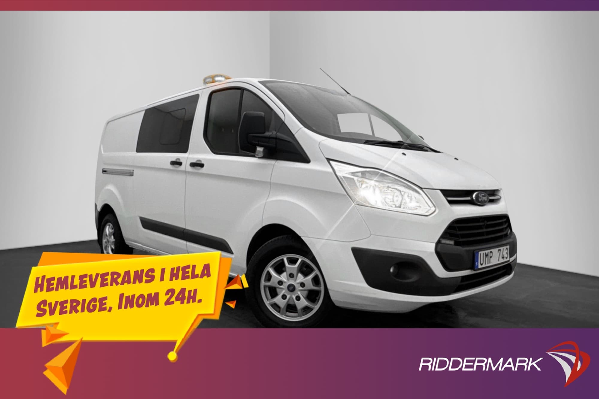 Ford Transit Custom L2 Crew Van 2.2TDCi Värm Drag 6-Sit MOMS