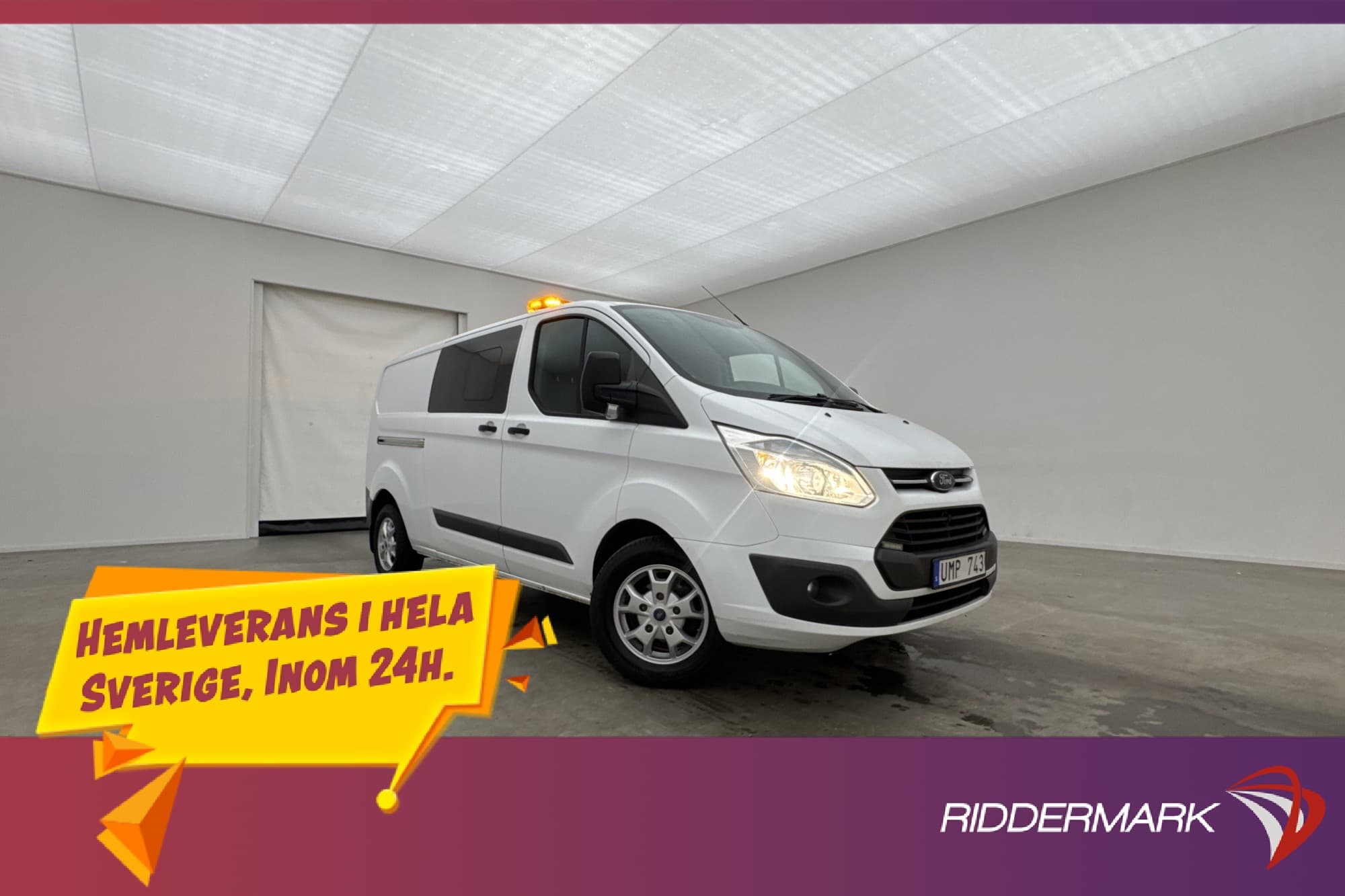 Ford Transit Custom L2 Crew Van 2.2TDCi Värm Drag 6-Sit Moms