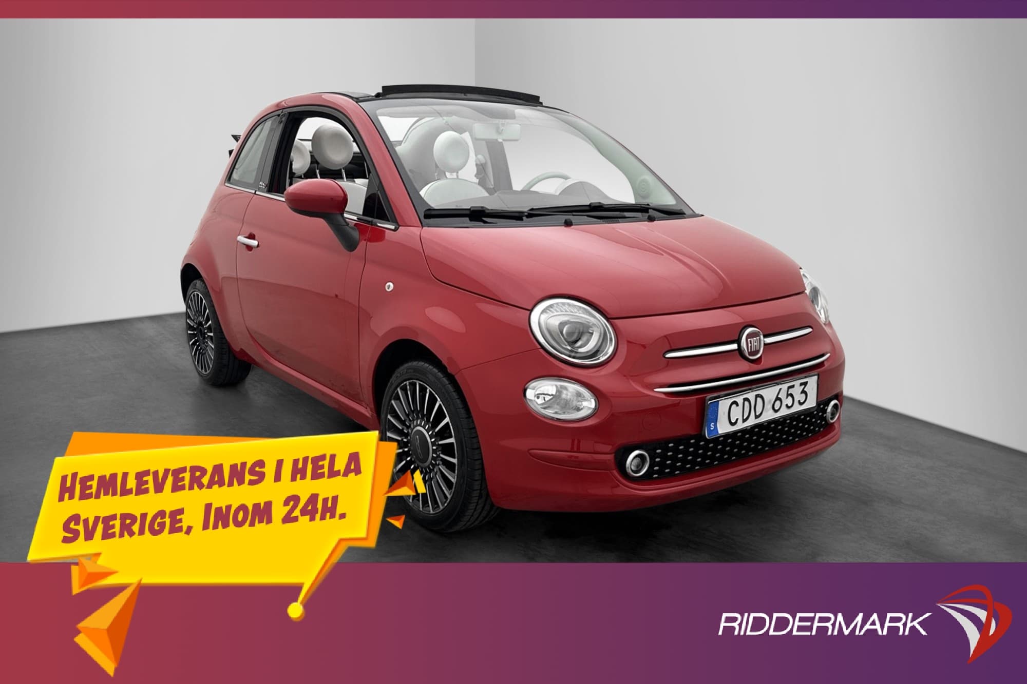 Fiat 500 C 1.2 Lounge U-Connect P-Sensorer Farthållare