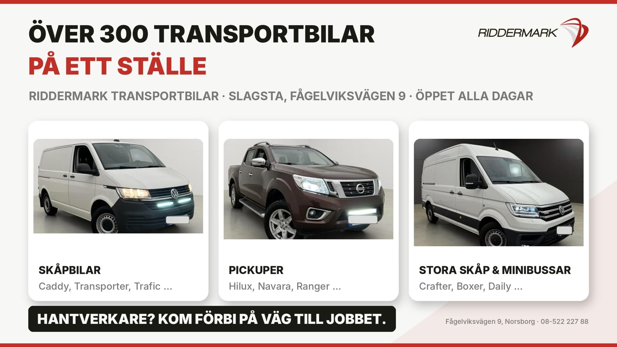 Nytt transportbilscenter i Slagsta – över 300 skåpbilar, pickuper och minibussar på ett ställe